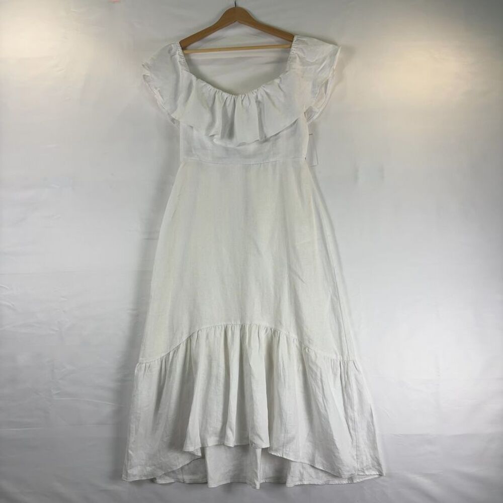 Reformation Baela Linen White Off-Shoulder Dress - Picture 4 of 6